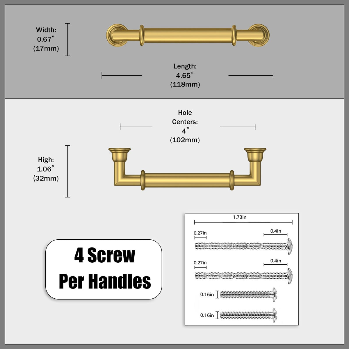 5 Pack Vibrant Brushed Moderne Brass Cabinet Pulls 4 Inch (4" Hole Center / Vibrant Brushed Moderne Brass)