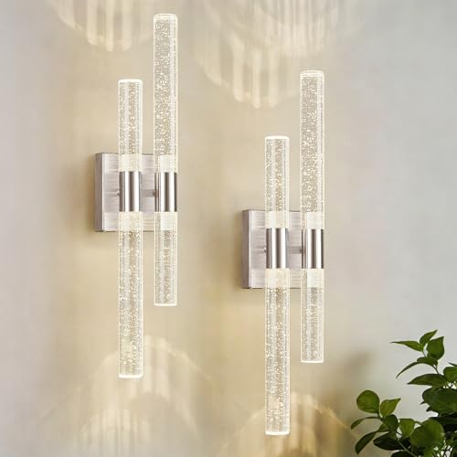 Modern Crystal Wall Sconces Hardwired Wall Sconce Bathroom Vanity Lights Fixtures 4000K Wall Light