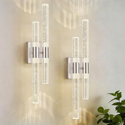 Modern Crystal Wall Sconces Hardwired Wall Sconce Bathroom Vanity Lights Fixtures 4000K Wall Light