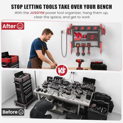 Power Tool Organizer Wall Mount with Charging Station