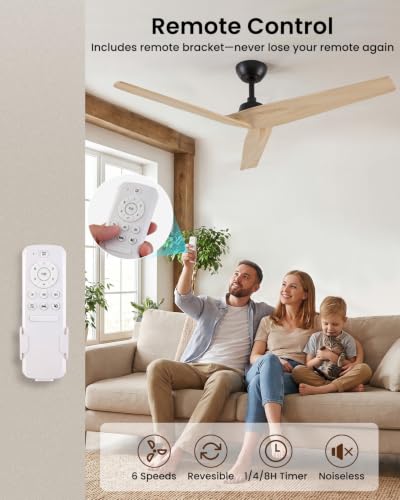 Wood Ceiling Fan No Light
