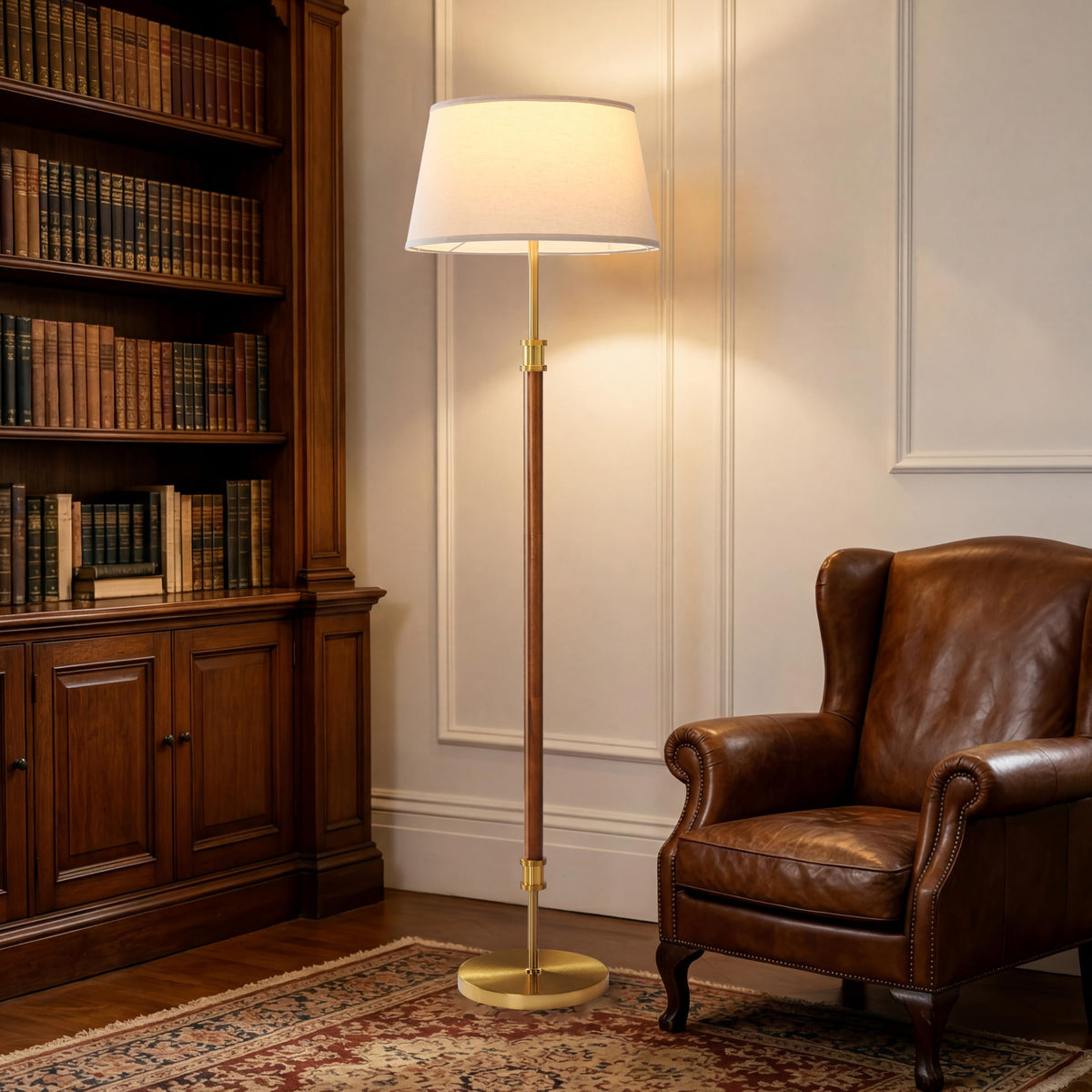 Mid Century Floor Lamp (Dimmable-Dark Walnut)