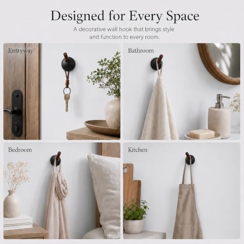 Wall Mounted Coat Hooks with Walnut Wood Peg